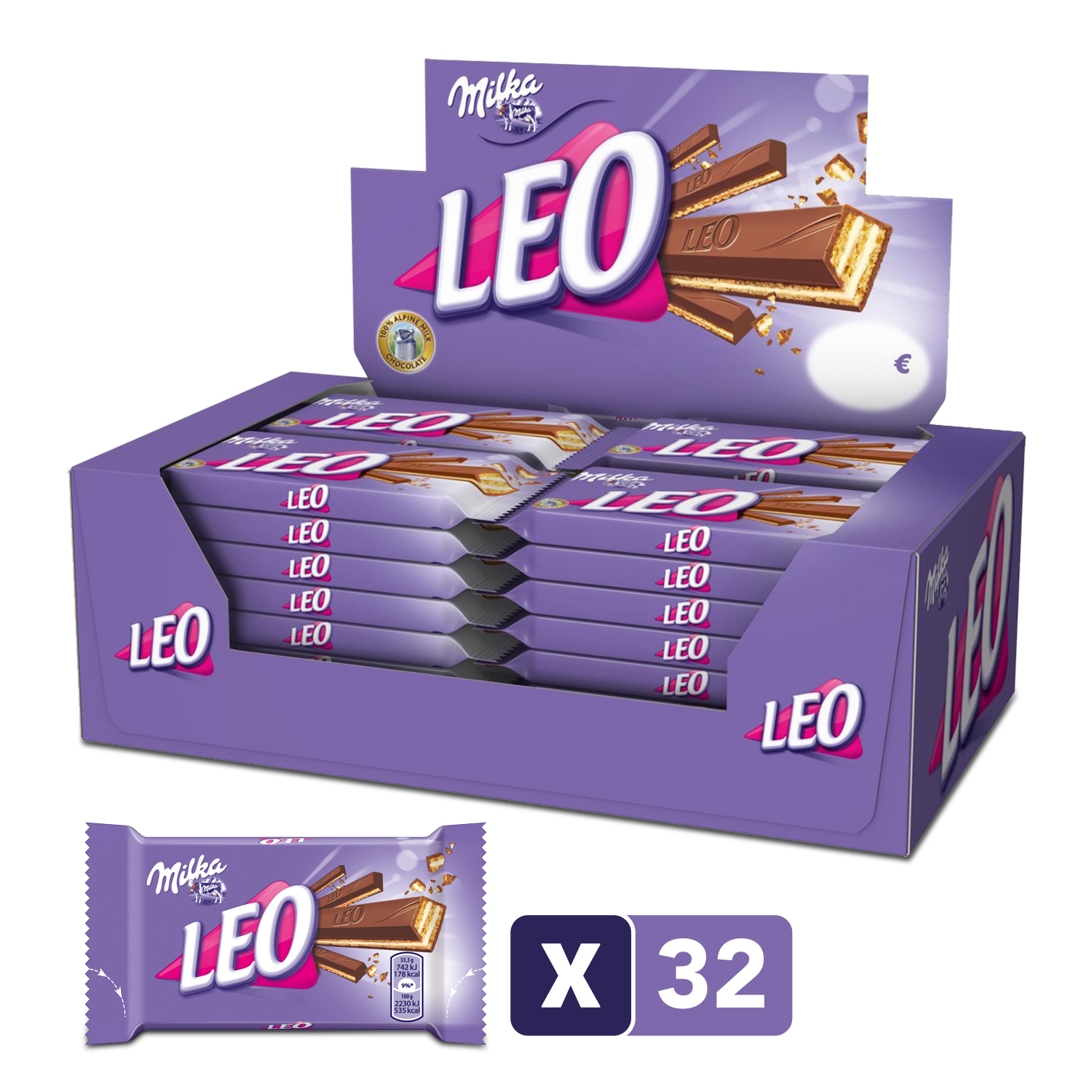 Leo wafels melk 33,3gr (32st)
